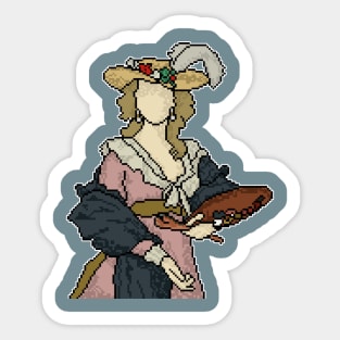 Pixel Art of a Self Portrait in a Straw Hat - "I Straw That" Sticker